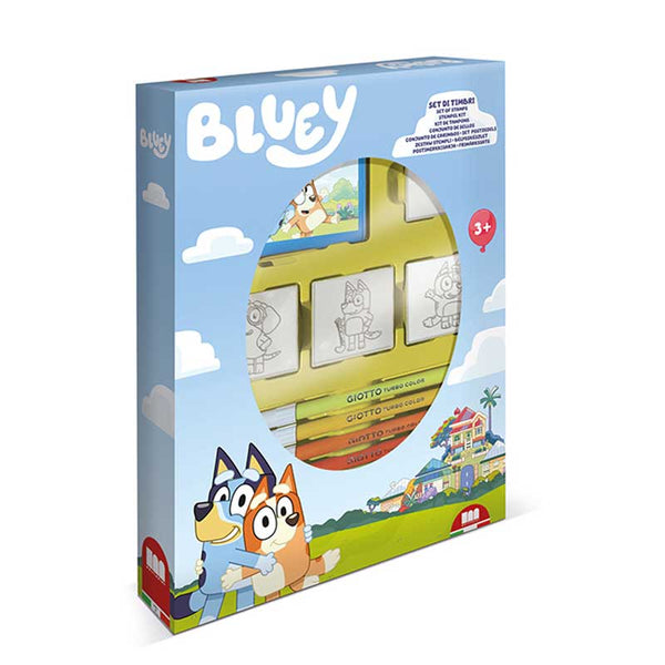 Творчески комплект Bluey със 7 цветни флумастера и 4 печата