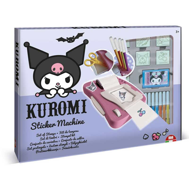 Комплект за създаване на стикери Kuromi с 12 флумастери, 50 стикери, 7 печата и книжка за оцветяване