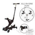 Тротинетка 5 в 1 GLOBBER GO UP DELUXE LIGHTS 360° - черна