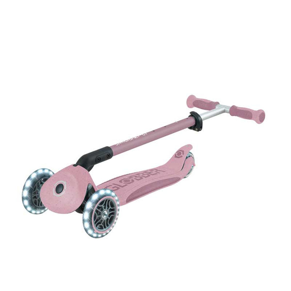 Тротинетка със седалка 5 в 1 GLOBBER GO UP DELUXE LIGHTS ECOLOGIC 360° - розова