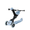 Тротинетка със седалка 5 в 1 GLOBBER GO UP DELUXE LIGHTS ECOLOGIC 360° - пастелно синя